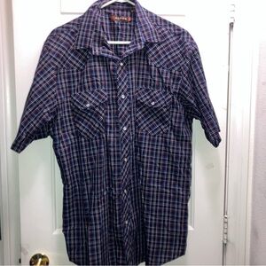 Roper brand plaid western shirt pearl snap short sleeves XL